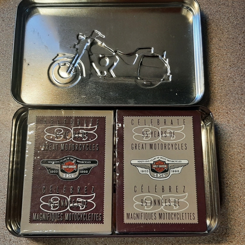 Harley-Davidson Motorcycles 95th Anniversary Collectible Tin & Playing Cards